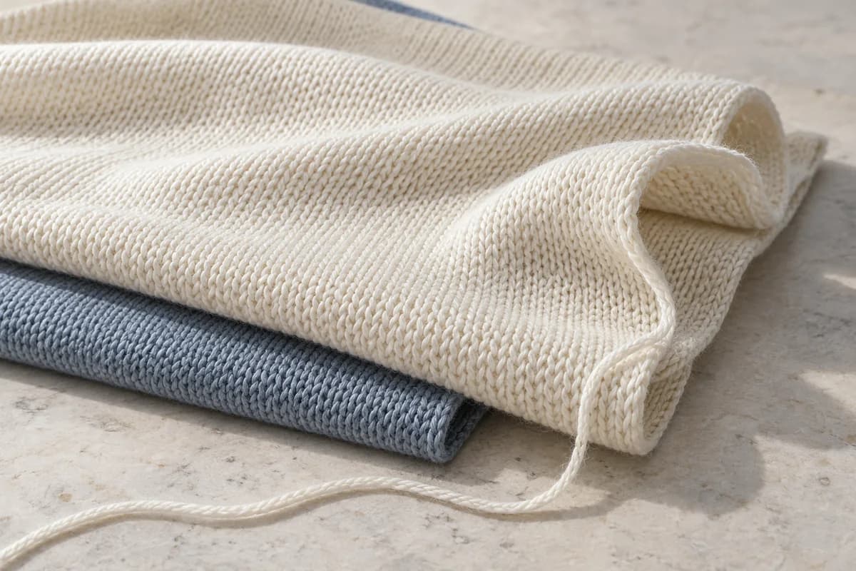 Fine-gauge knitted fabric and a loose yarn strand